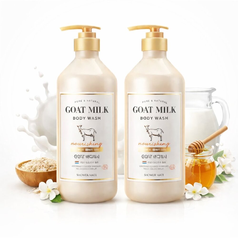 ShowerMate Goat Milk Body Wash with Manuka Honey – 27 fl oz / 800 ml Each 2-Pack